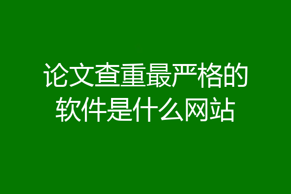 论文查重最严格的软件是什么网站