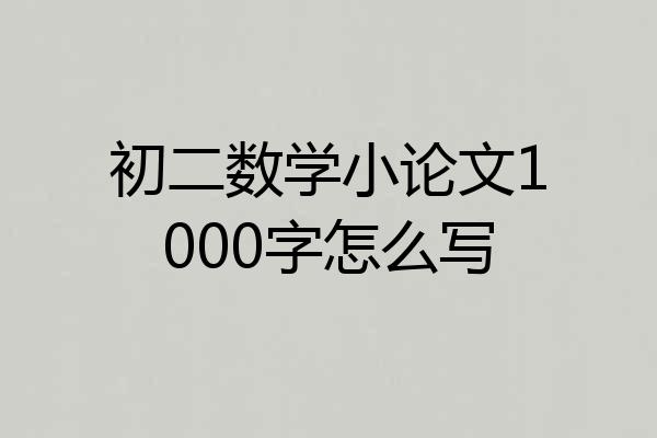 初二数学小论文1000字怎么写