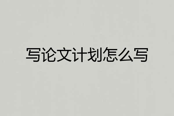 写论文计划怎么写