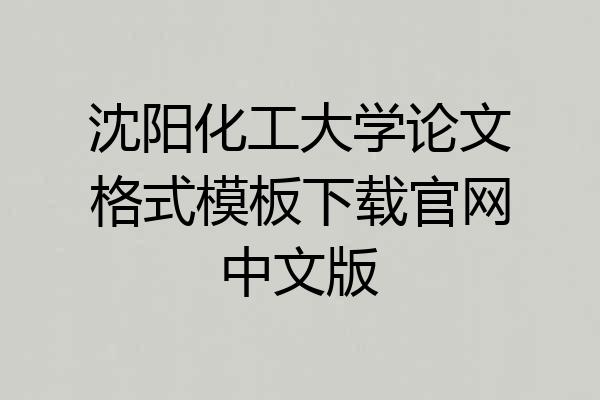 沈阳化工大学论文格式模板下载官网中文版