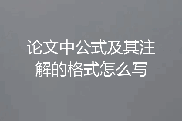 论文中公式及其注解的格式怎么写
