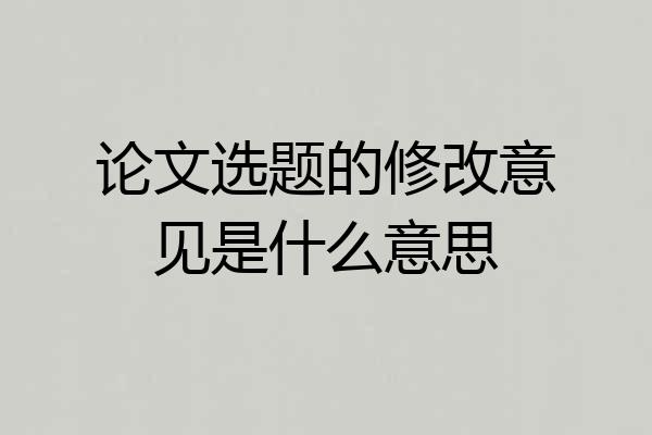 论文选题的修改意见是什么意思