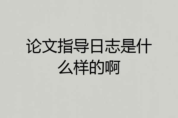 论文指导日志是什么样的啊