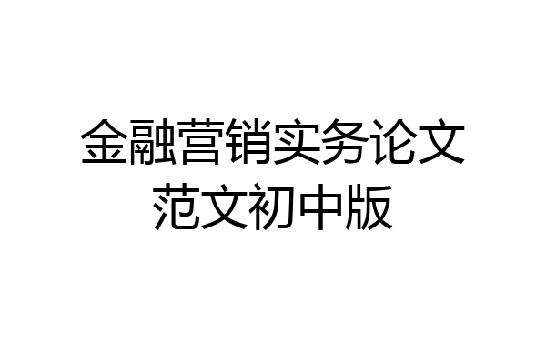 金融营销实务论文范文初中版