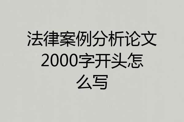 法律案例分析论文2000字开头怎么写