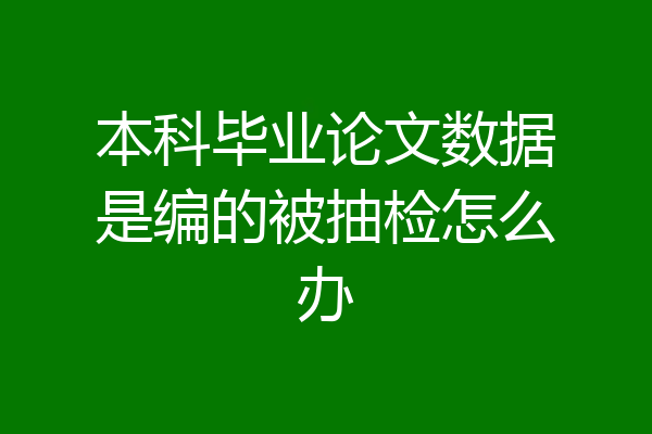 本科毕业论文数据是编的被抽检怎么办