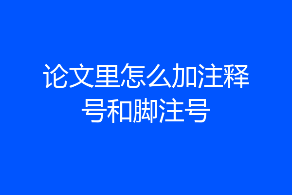 论文里怎么加注释号和脚注号