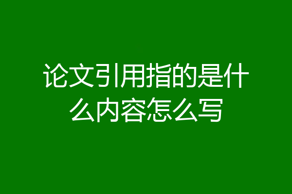 论文引用指的是什么内容怎么写