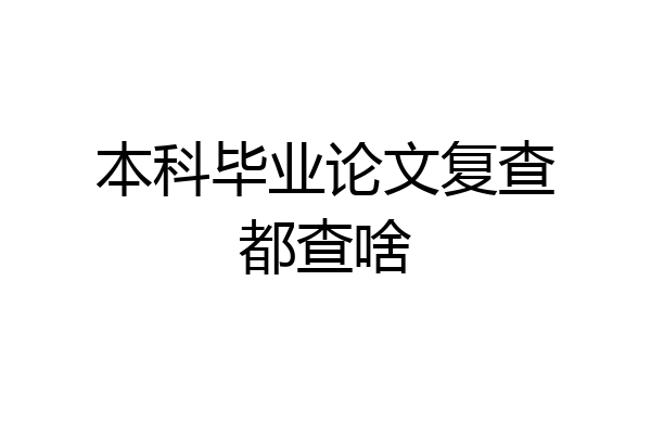 本科毕业论文复查都查啥
