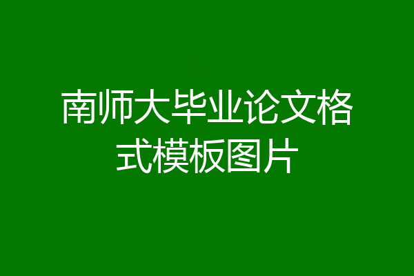 南师大毕业论文格式模板图片