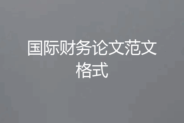 国际财务论文范文格式