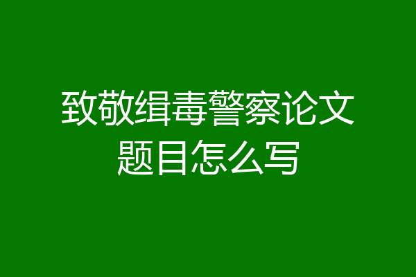 致敬缉毒警察论文题目怎么写