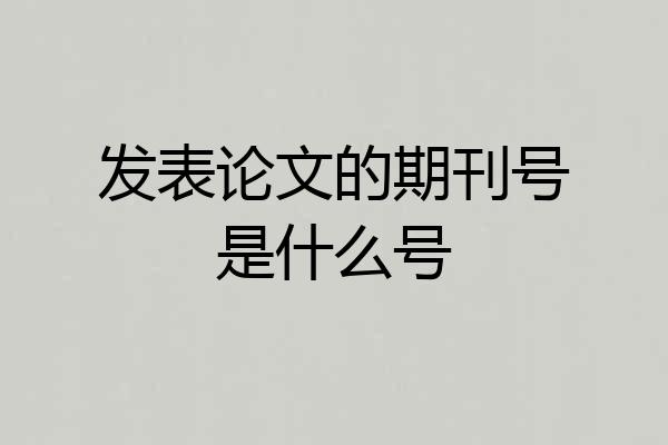 发表论文的期刊号是什么号