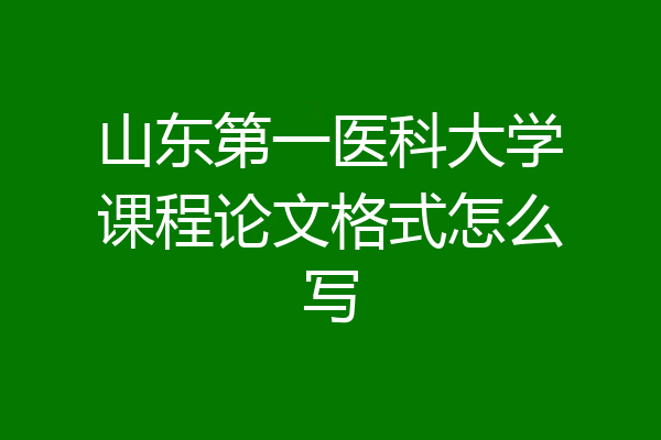 山东第一医科大学课程论文格式怎么写