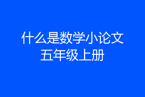 什么是数学小论文五年级上册
