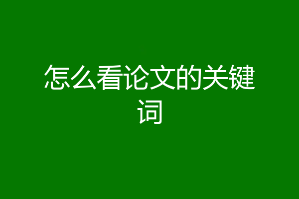 怎么看论文的关键词