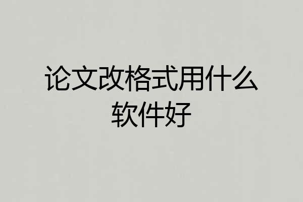 论文改格式用什么软件好