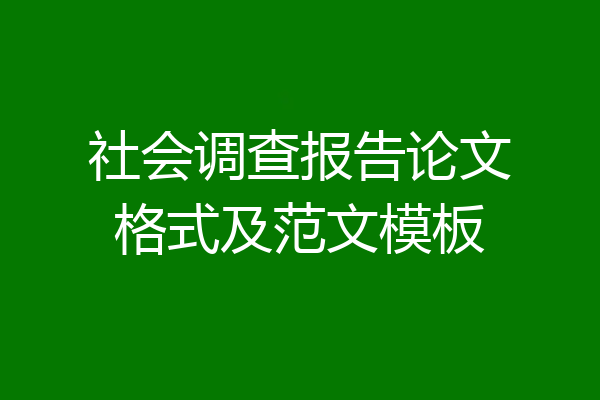 社会调查报告论文格式及范文模板