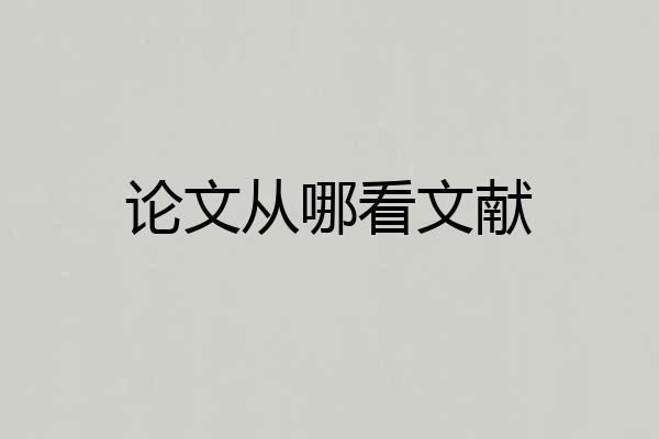 论文从哪看文献