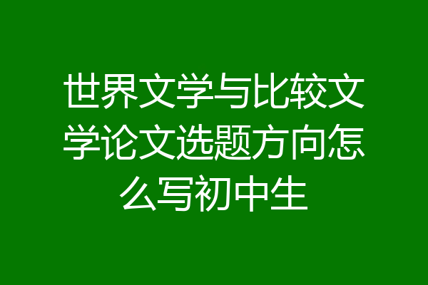 世界文学与比较文学论文选题方向怎么写初中生