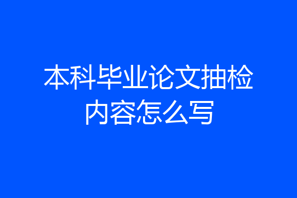 本科毕业论文抽检内容怎么写