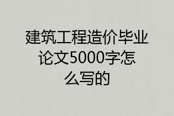 建筑工程造价毕业论文5000字怎么写的