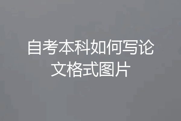 自考本科如何写论文格式图片