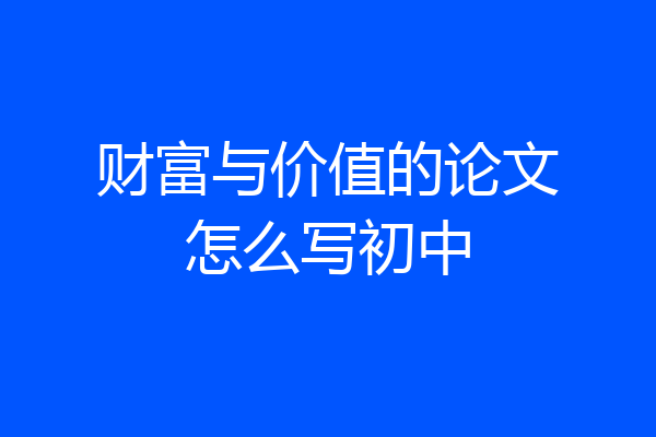 财富与价值的论文怎么写初中