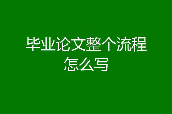 毕业论文整个流程怎么写