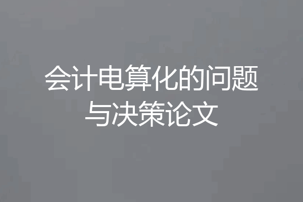 会计电算化的问题与决策论文