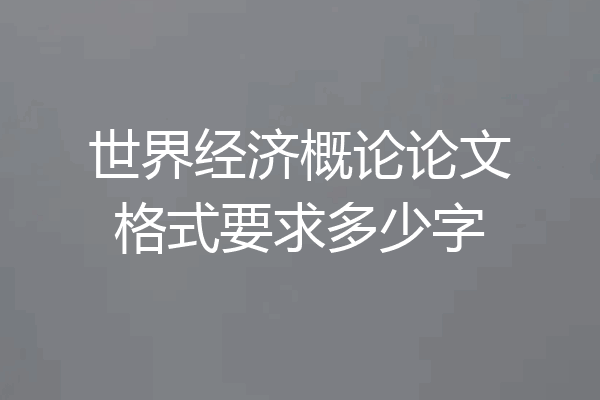 世界经济概论论文格式要求多少字