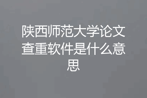 陕西师范大学论文查重软件是什么意思