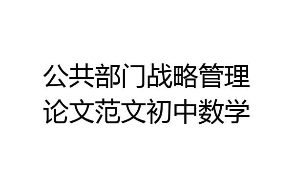 公共部门战略管理论文范文初中数学