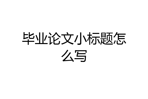 毕业论文小标题怎么写