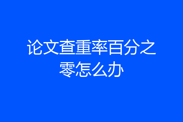 论文查重率百分之零怎么办