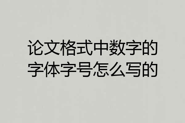 论文格式中数字的字体字号怎么写的