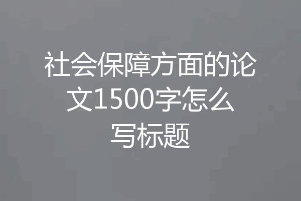 社会保障方面的论文1500字怎么写标题