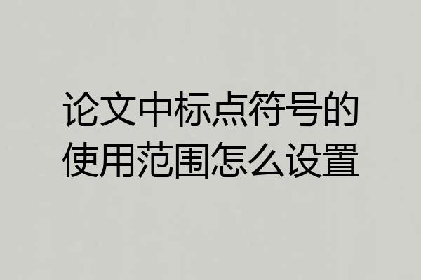 论文中标点符号的使用范围怎么设置