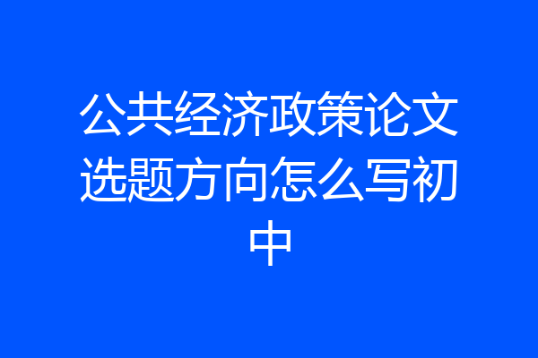 公共经济政策论文选题方向怎么写初中