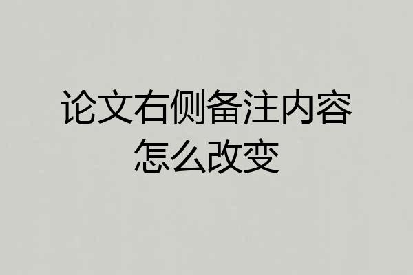 论文右侧备注内容怎么改变