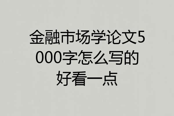 金融市场学论文5000字怎么写的好看一点