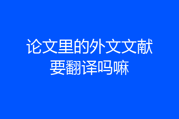 论文里的外文文献要翻译吗嘛