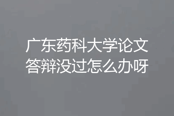 广东药科大学论文答辩没过怎么办呀