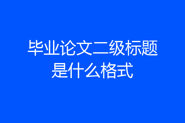 毕业论文二级标题是什么格式