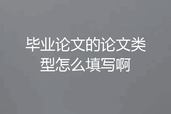 毕业论文的论文类型怎么填写啊