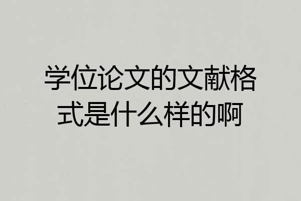 学位论文的文献格式是什么样的啊