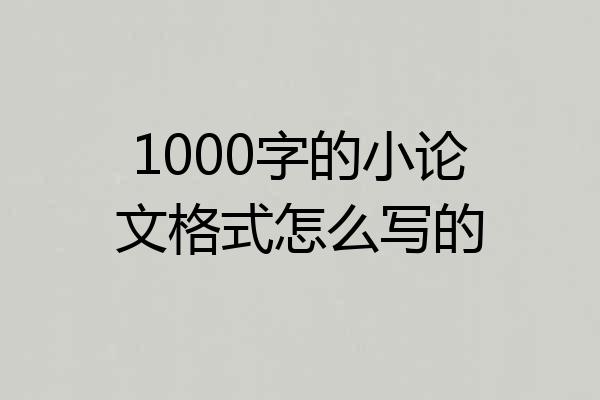 1000字的小论文格式怎么写的