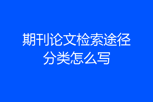 期刊论文检索途径分类怎么写