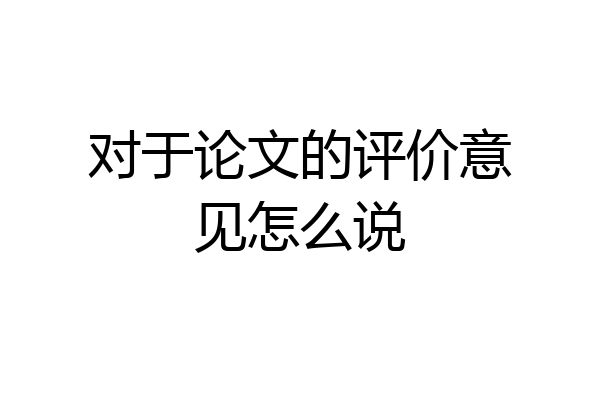 对于论文的评价意见怎么说