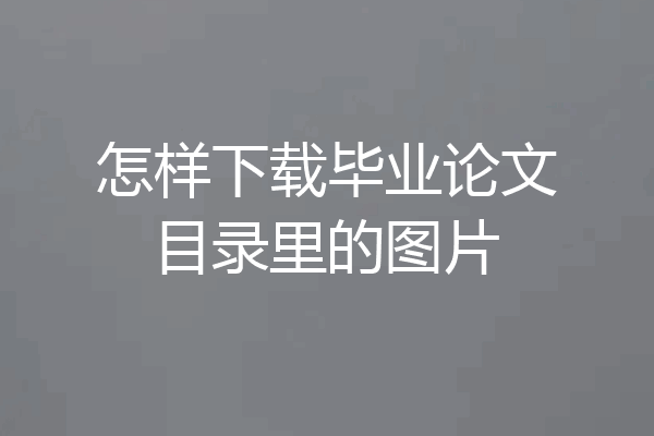 怎样下载毕业论文目录里的图片